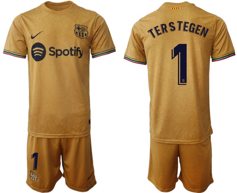 Men 2022-2023 Club Barcelona away yellow #1 Soccer Jersey